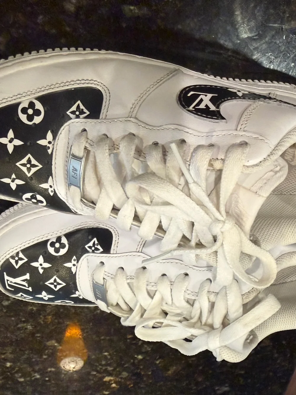 Nike Women’s White and Black handmade LV Sneakers
